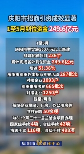 慶陽(yáng)市招商引資成效顯著，1至5月到位資金249.6億元